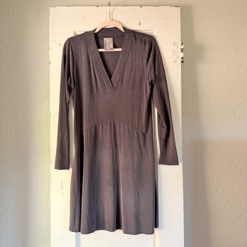 Dolan Left Coast Collection Gray Cupro V-Neck Long Sleeve Pocket Dress XS 171447